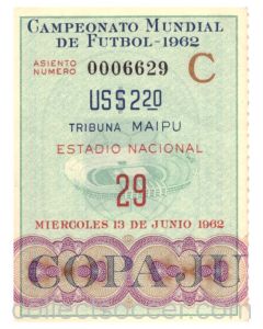 1962 football world cup ticket Chile v Brazil