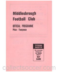 1963 Middlesbrough v Chelsea football programme