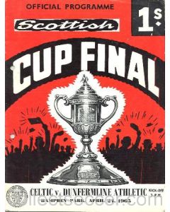 1965 Scottish Cup Final Celtic v Dunfermline Athletic official programme hole-punched