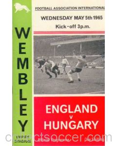 1965 England V Hungary Programme 05/05/1965
