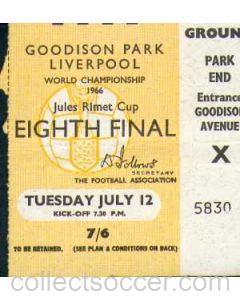 1966 World Cup Ticket 12/07/1966