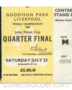 1966 World Cup Ticket 23/07/1966