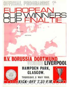 1966 Cup Winners Cup Final Official Programme Liverpool v Borussia Dortmund