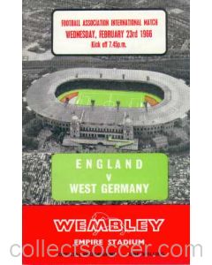1966 England V West Germany Programme 23/02/1966