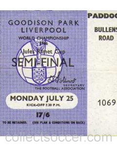 1966 World Cup Semi Final Ticket