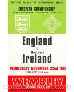 1967 England V Northern Ireland Programme 22/11/1967