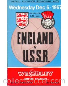 1967 England V U.S.S.R Programme 06/12/1967