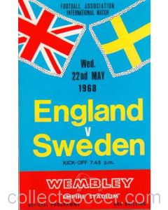 1968 England V Sweden Programme 22/05/1968