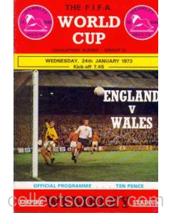 1973 England V Wales World Cup Programme 24/01/1973