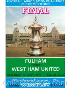 1975 FA Cup Final Programme Fulham v West Ham United