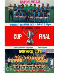 1975 League Cup Final Programme Aston Villa v Norwich City