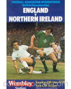1978 England V Northern Ireland Programme 16/05/1978