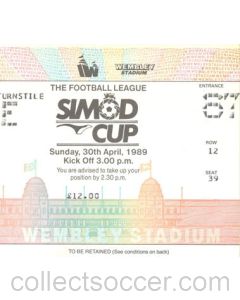 1989 Simod Cup Final ticket 30/04/1989 Everton v Nottingham Forest