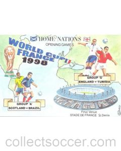 1998 World Cup in France - Group A - Scotland v Brazil & Group G - England v Tunisia postcard