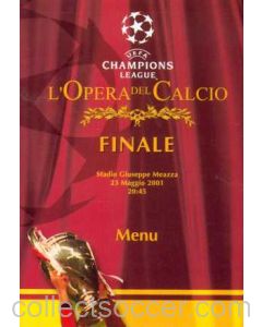 2001 Champions League Final Menu 23/05/2001