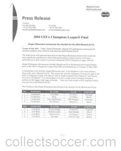 2004 Champions League Final Press Release