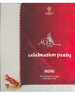 2005 Champions League Final Celebration Menu for Directors of Liverpool and AC Milan
