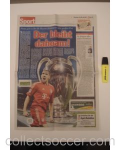 2012 Champions League Final Chelsea v Bayern Munich 19/05/2012 Wochenende German newspaper's sports pages covering the final