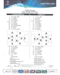 2012 Champions League Final Chelsea v Bayern Munich official colour teamsheet 19/05/2012