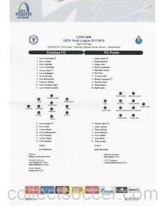 2018 UEFA Youth League Semi Final Teamsheet Chelsea v Porto