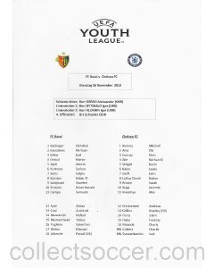 Basel v Chelsea UEFA Youth League 26/11/2013 Teamsheet/Programme