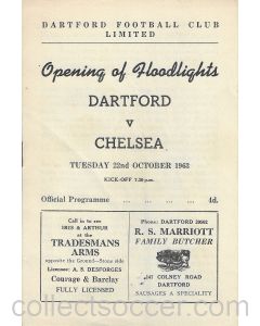 Dartford v Chelsea 22/10/1963 Official Programme