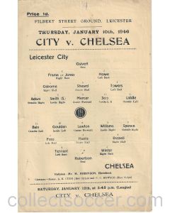 Leicester City v Chelsea 10/01/1946 FAC Rare Programme