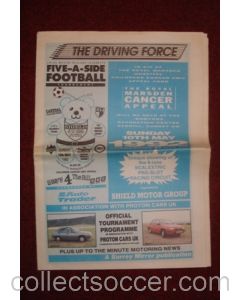The Driving Force newspaper/programme of May 1992 about the Five-a-Side Football Tournament