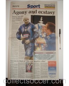The Birmingham Post Sport newspaper of 22/05/2000, covering 2000 F.A. Cup final Aston Villa v Chelsea