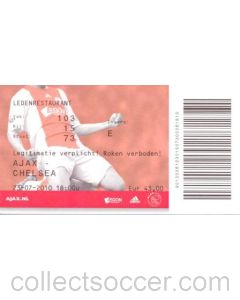 Ajax V Chelsea Ticket (Red Issue) 23/07/2010