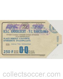 Anderlecht v Barcelona ticket 10/08/1983