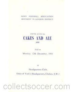 Army Football Association Fifth Annual Cakes and Ale 1955 menu