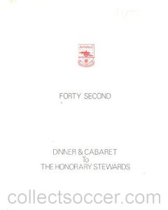 Arsenal - Dinner & Cabaret to The Honorary Stewards of Arsenal FC menu 04/12/1978