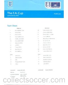Arsenal v Chelsea official colour printed teamsheet 04/05/2002 FA Cup Final match, played in Cardiff