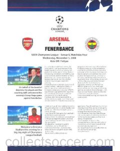 Arsenal v Fenerbahce Arsenal produced press pack 05/11/2008