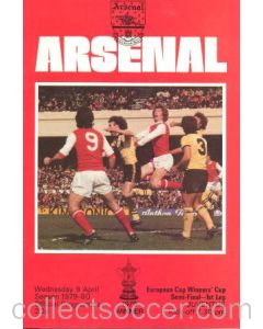 1980 European Cup Winners Cup Semi-Final Arsenal v Juventus official programme 09/04/1980