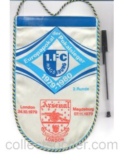 1979-1980 Cup Winners Cup pennant Arsenal v Magdeburg