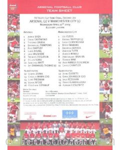Arsenal v Manchester City official colour printed teamsheet 22/04/2009