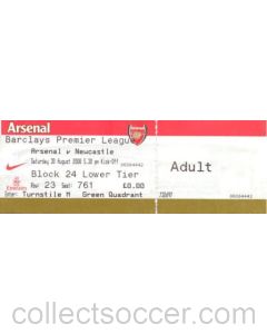 Arsenal v Newcastle United ticket 30/08/2008