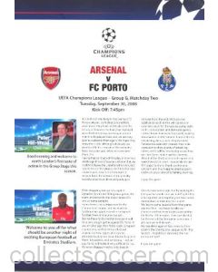 Arsenal v Porto Arsenal produced press pack 30/09/2008