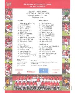 Arsenal v Portsmouth official colour printed teamsheet 28/12/2008