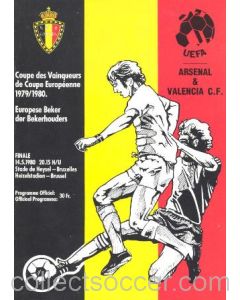 1980 European Cup Winners Cup Final Official Programme Valencia v Arsenal 