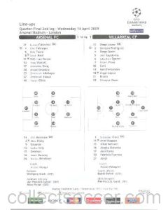 Arsenal v Villarreal line-ups 15/04/2009