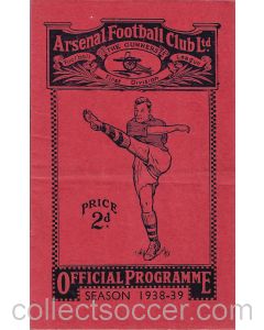 1938 Arsenal v Stoke City football programme