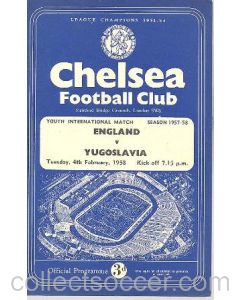 1958 England v Yugoslavia official programme 04/02/1958 at Chelsea