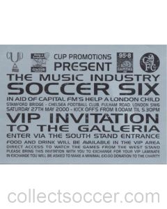 At Chelsea - The Music Industry Soccer Six VIP Invutation to the Galleria 27/05/2000