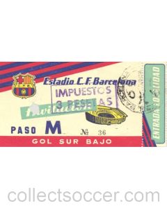 Barcelona unused ticket 1958-1959