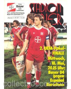 1988 Bayern Leverkusen v Espanol Barcelona European Cup Winners Cup Final official programme 18/05/1988, Stadium Issue