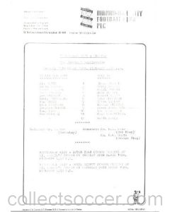 Birmingham City v Chelsea official teamsheet 13/03/1984