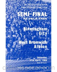 1968 F.A. Cup Semi-Final Birmingham City v West Bromwich Albion official programme 27/04/1968 at Aston Villa